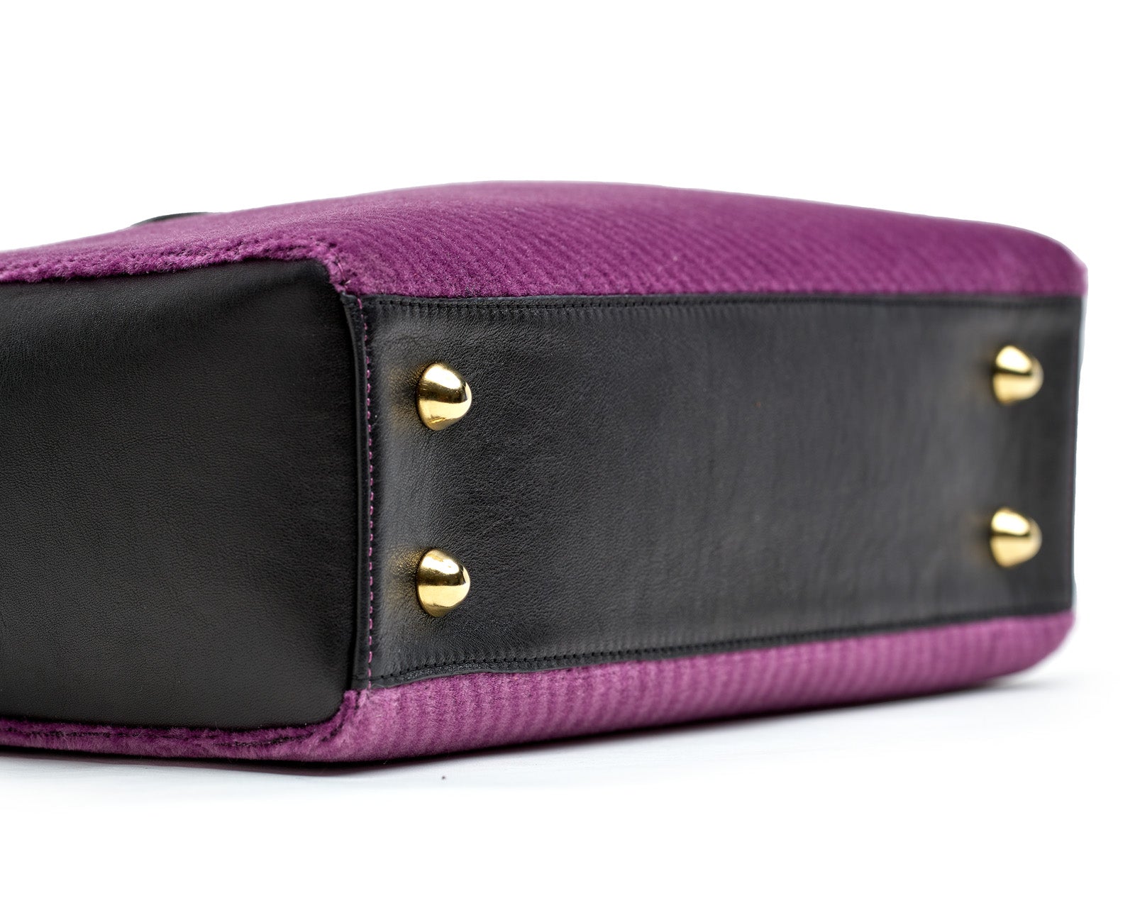 Small SLP Cabas / Leather and wool velvet handbag