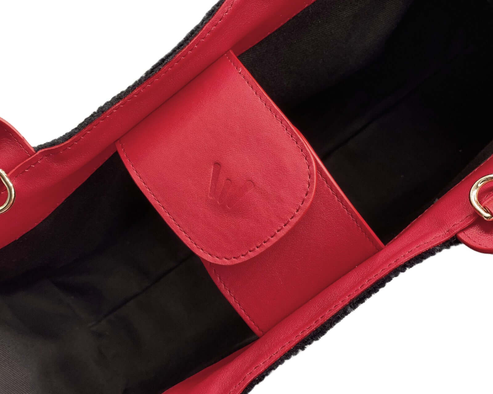 Petit Cabas SLP / Sac à main cuir et velours de laine