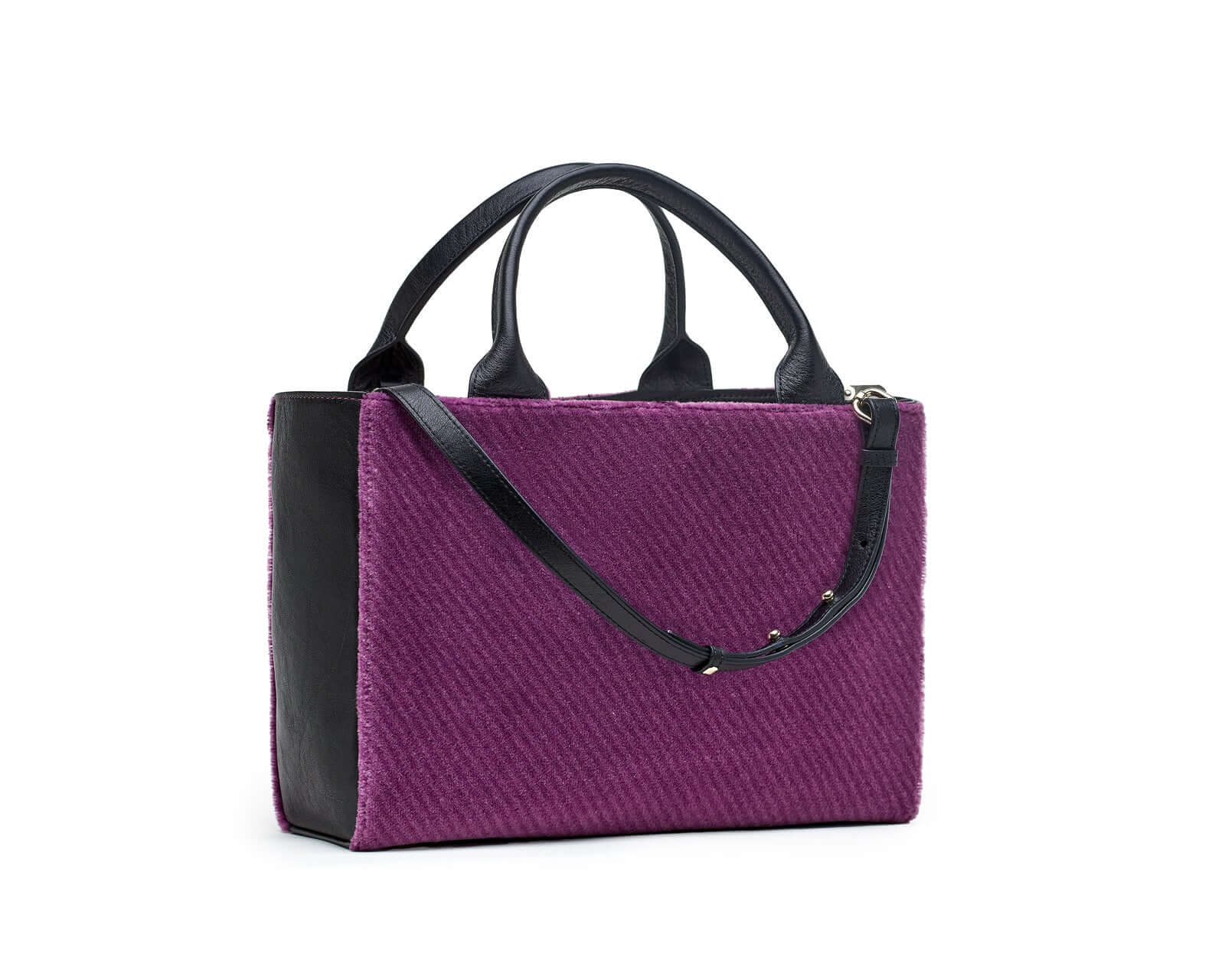 Sac en cuir et velours de laine, Petit Cabas SLP, sac robuste idéal pour la vie quotidienne.